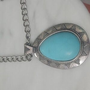 Turquoise Silver Pendant Necklace